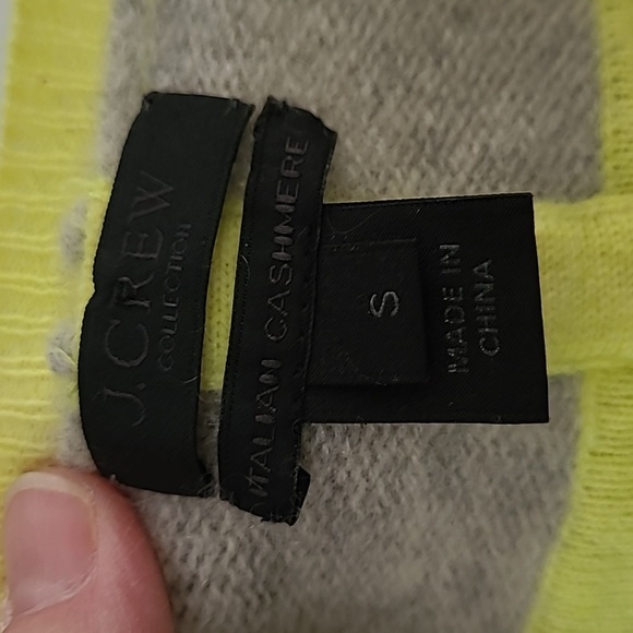J. Crew Cashmere Sweater in Gray and Neon Yellow size Small - Picture 3 of 9